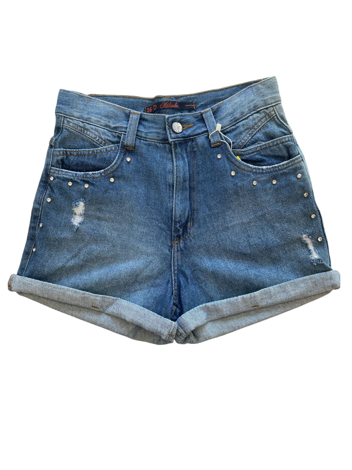 Short Jeans com Pérolas Aplicadas