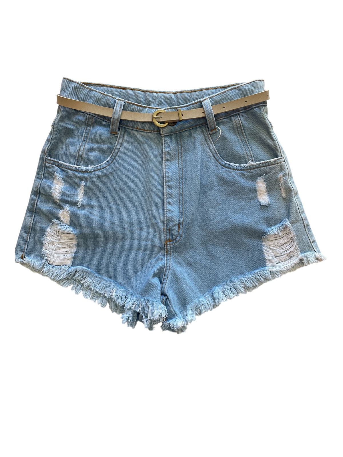 Short Jeans Claro com cinto