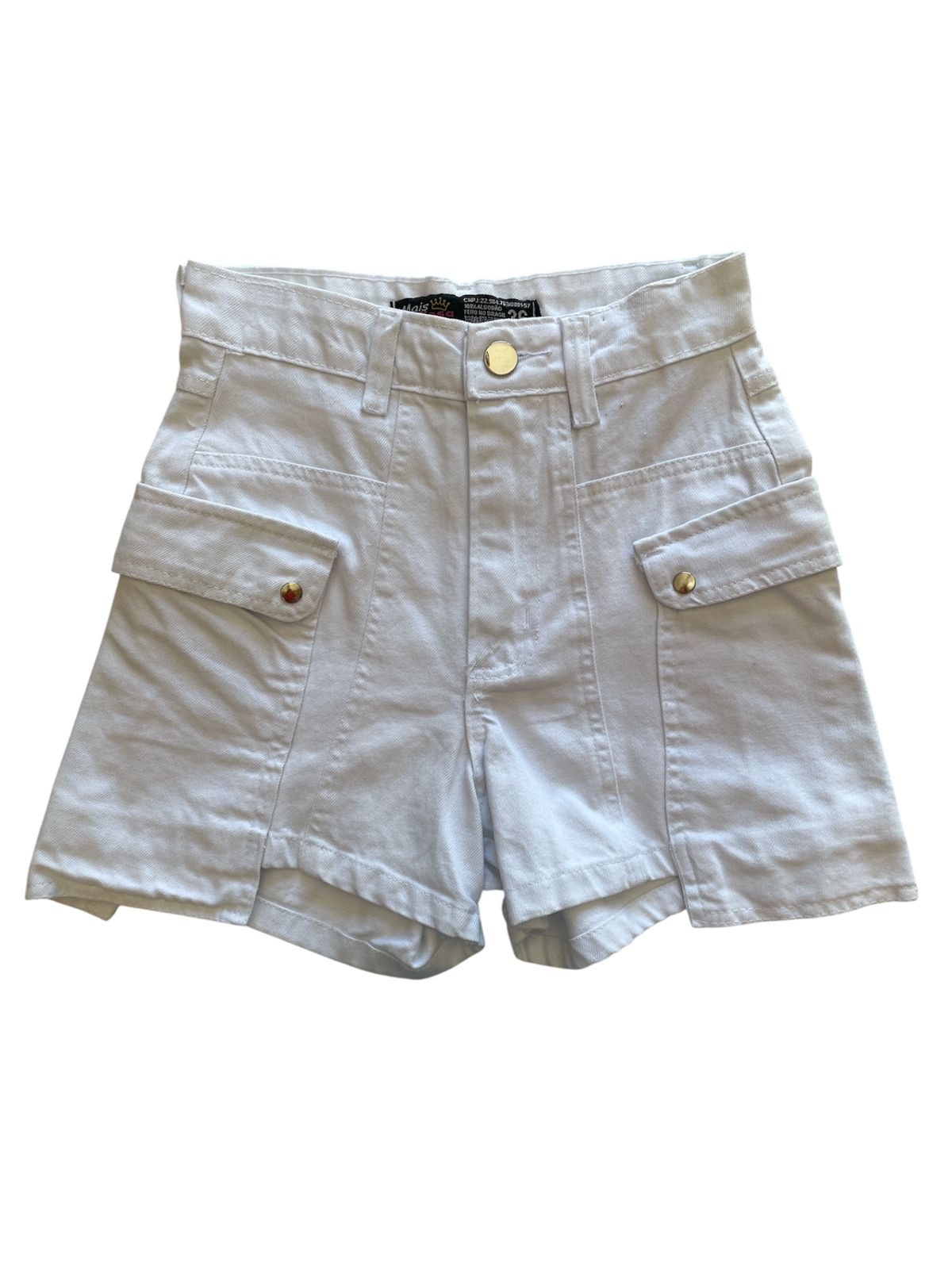 Short Branco Feminino Cargo com Bolsos Laterais