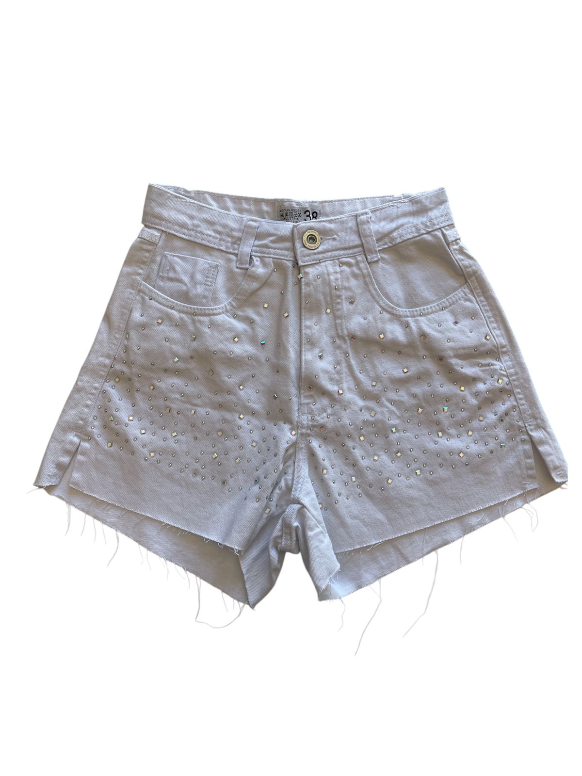 Shorts Jeans Branco com Strass