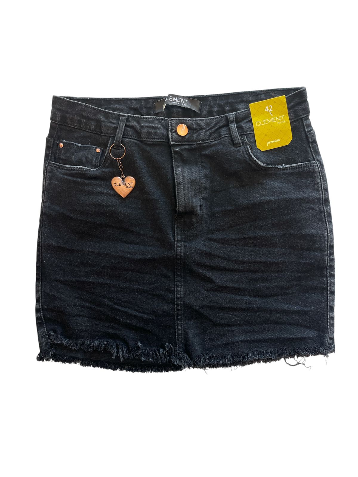 Saia Jeans Preta com Barra Desfiada